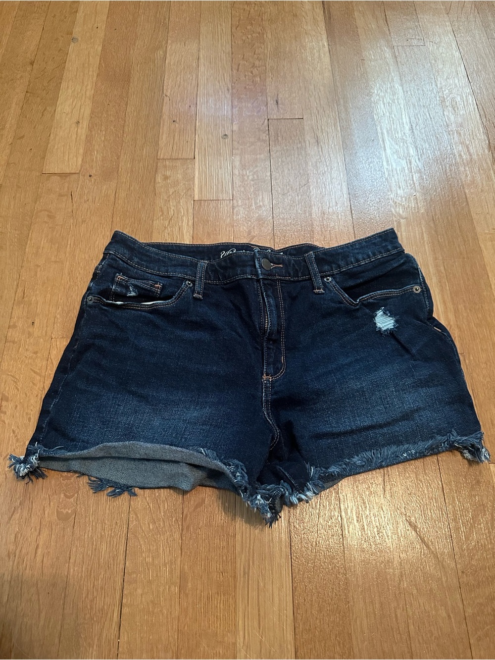Universal Thread Dark Blue Distressed Denim Shorts